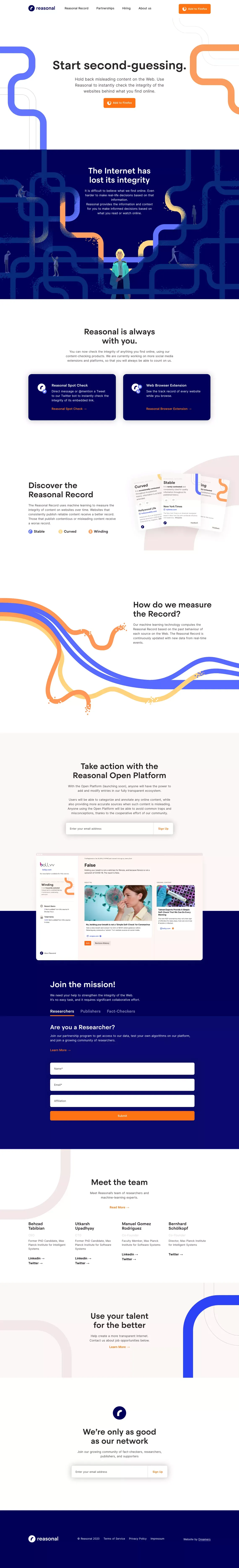 Start Second Guessing. - Landing design