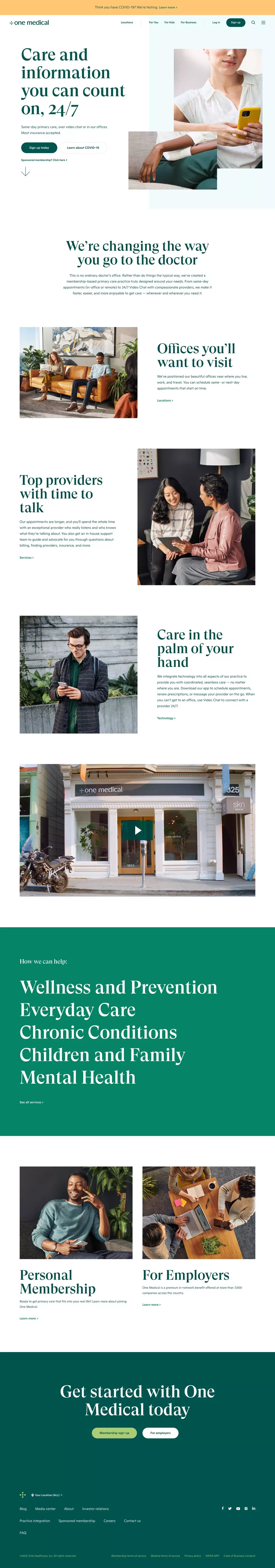 Exceptional Primary Care - Find a Doctor Near You | One Medical - Landing design