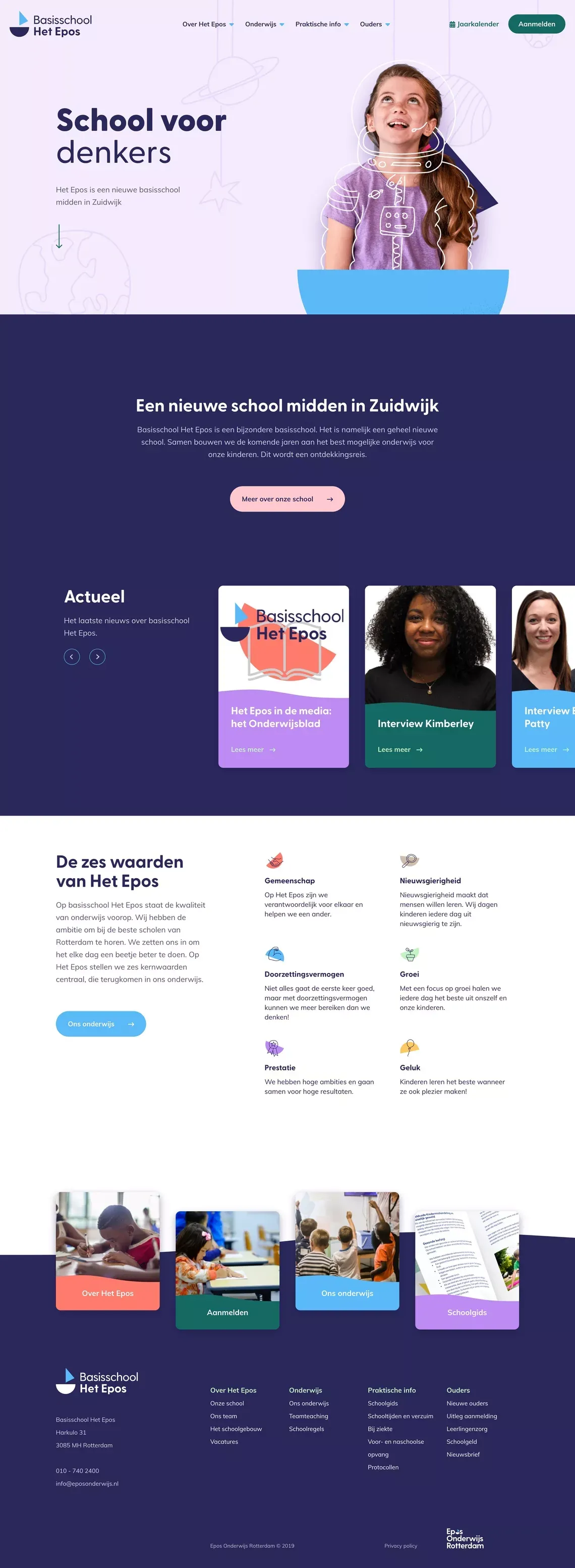 Homepage - Basisschool Het Epos - Zuidwijk - Landing design