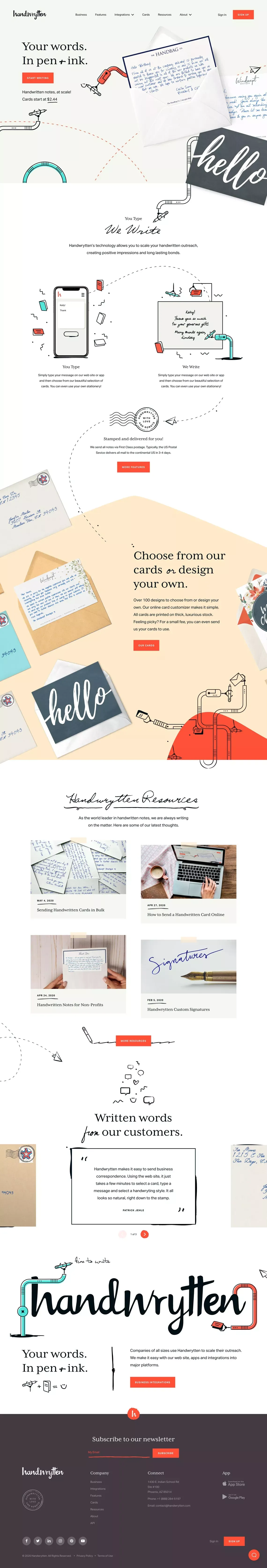 Handwrytten - Handwritten Notes Platform - Landing design