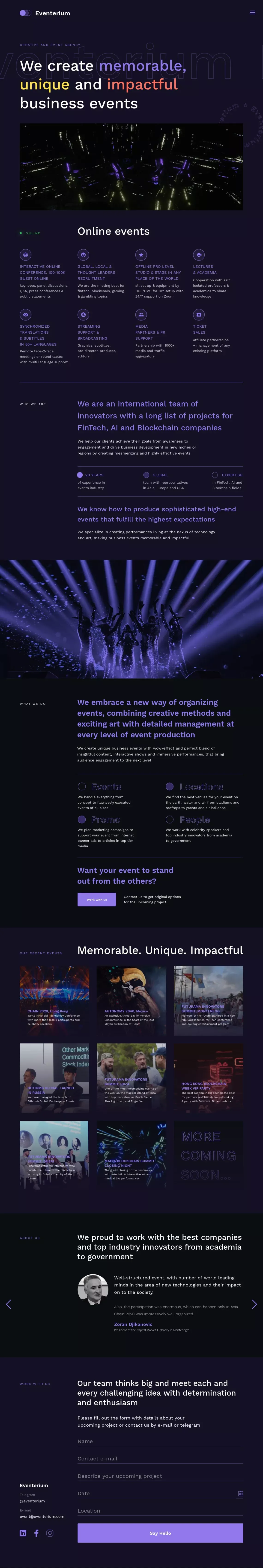 Eventerium. Creative & Event Agency - website design