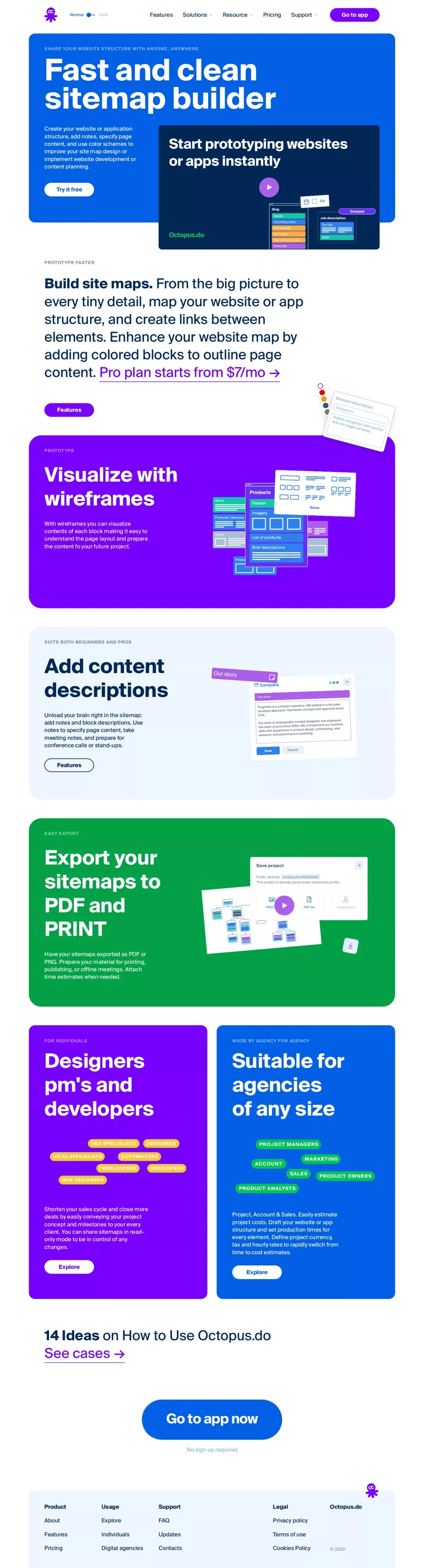 Learn more about our sitemap builder | Octopus.do - Landing design