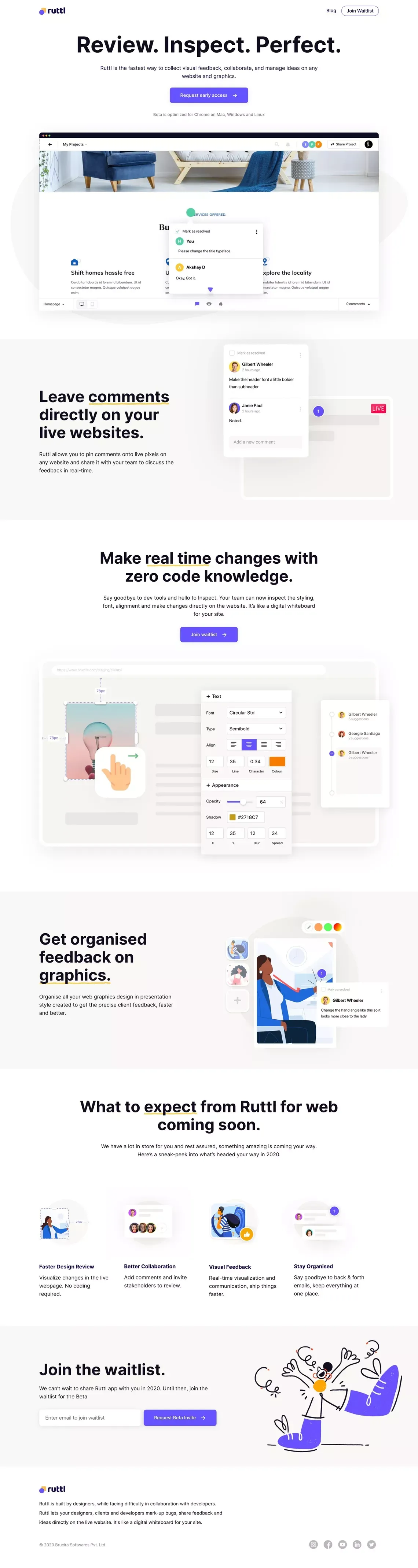 Ruttl | Visual feedback, collaboration & idea management - Landing design