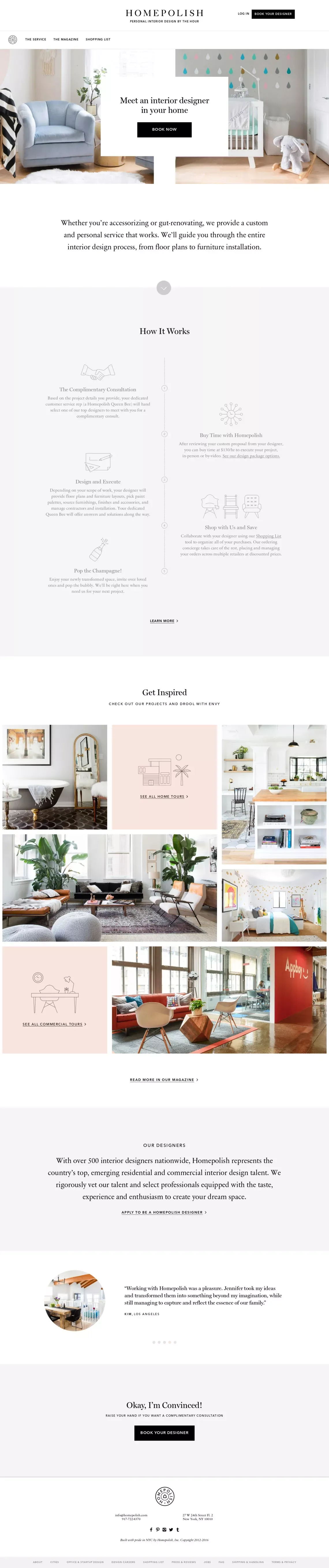 Homepolish: Online and In-Home Interior Design by the Hour - Landing design