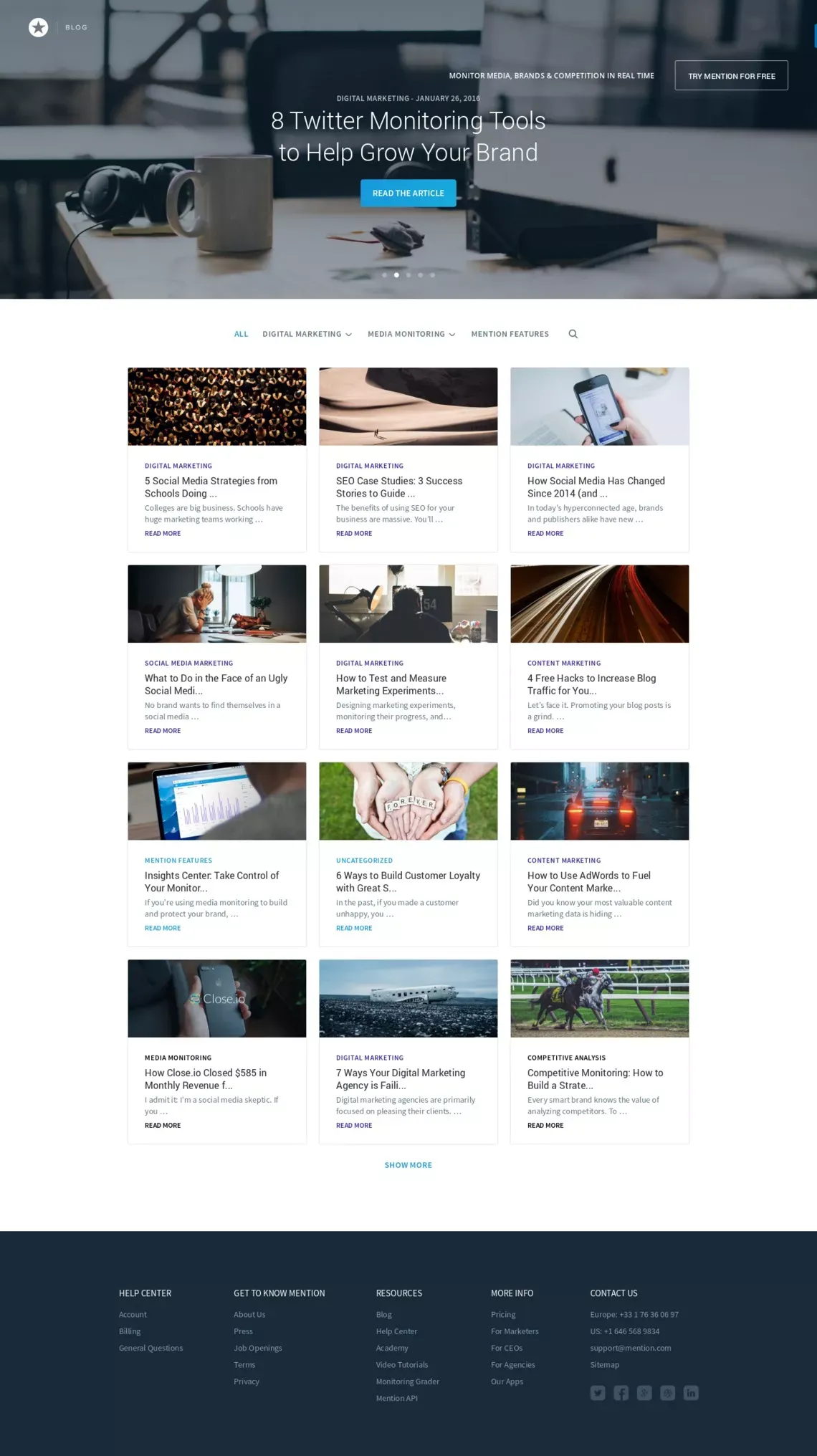 The Mention Blog - Monitor Media, Brands & Competition in Real Time - Blog design