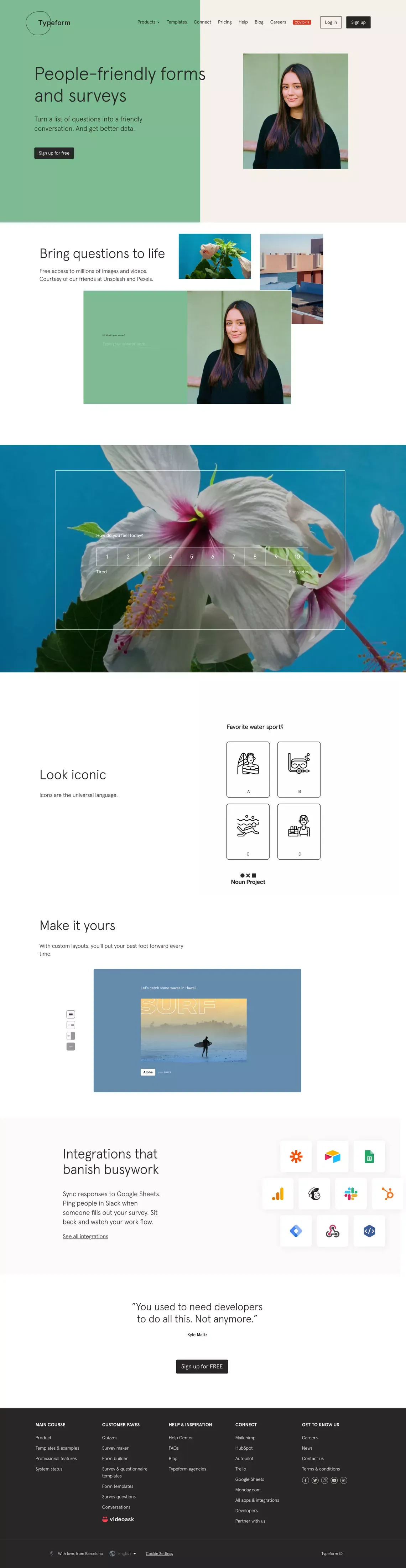 The future of forms is here | Typeform - Landing design