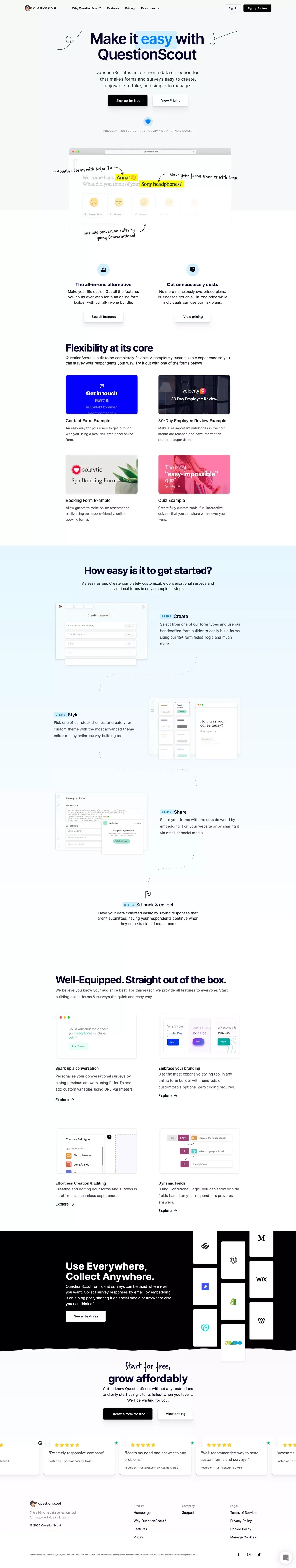 QuestionScout: All-in-one online  survey & form builder - Landing design