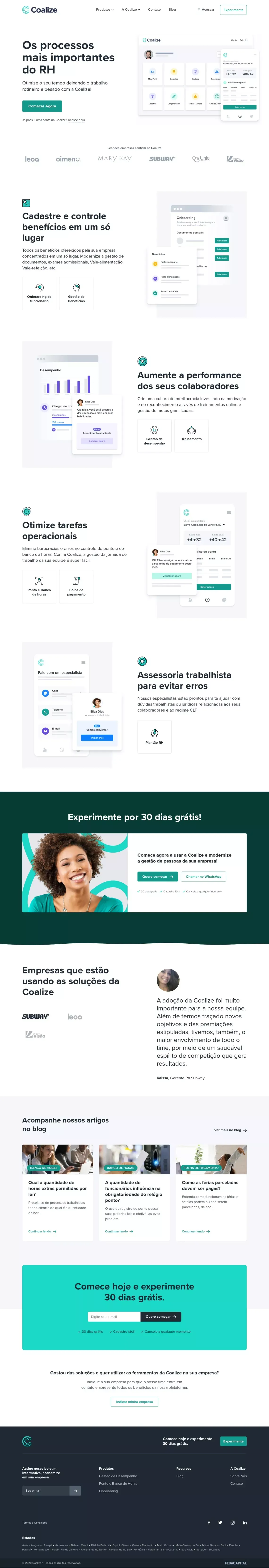 Coalize | A plataforma dos profissionais de RH - Landing design