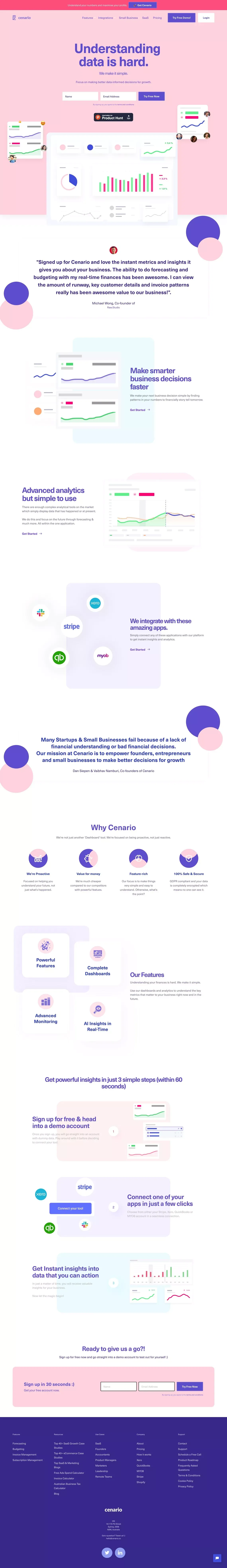 Cenario | Forecast, Budget & Manage Cashflow Easily - Landing design
