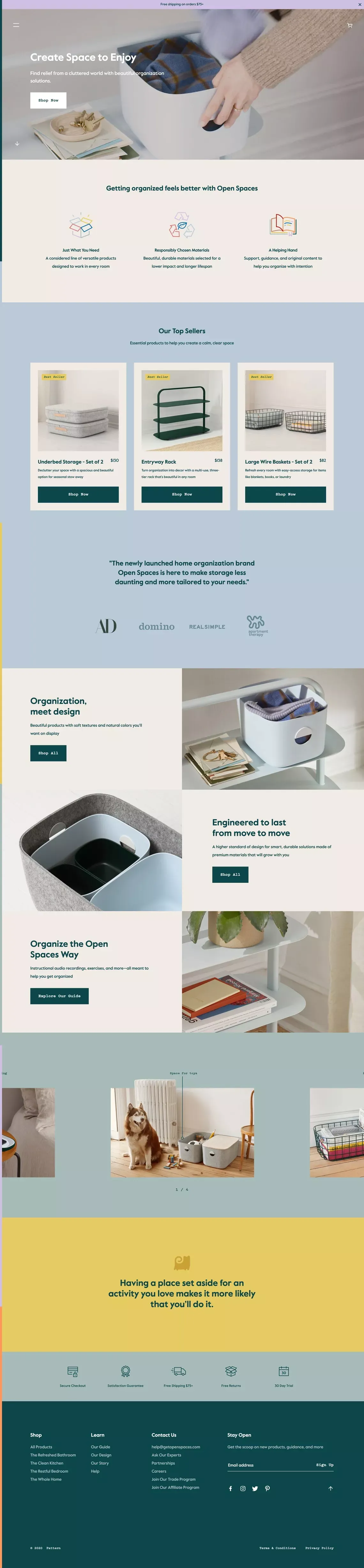 Create Space to Enjoy | Open Spaces - Ecommerce design