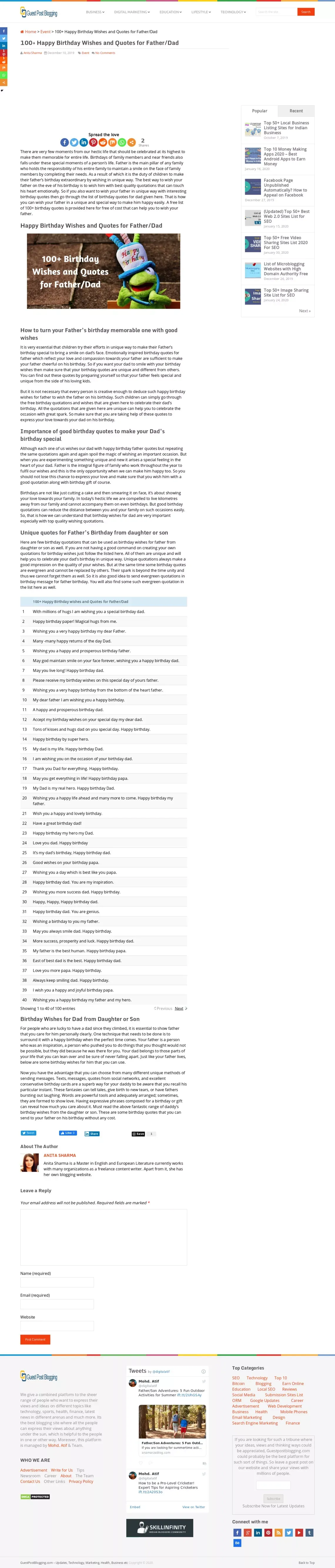 100+ Happy Birthday Wishes, Quotes for Father/Dad - website design
