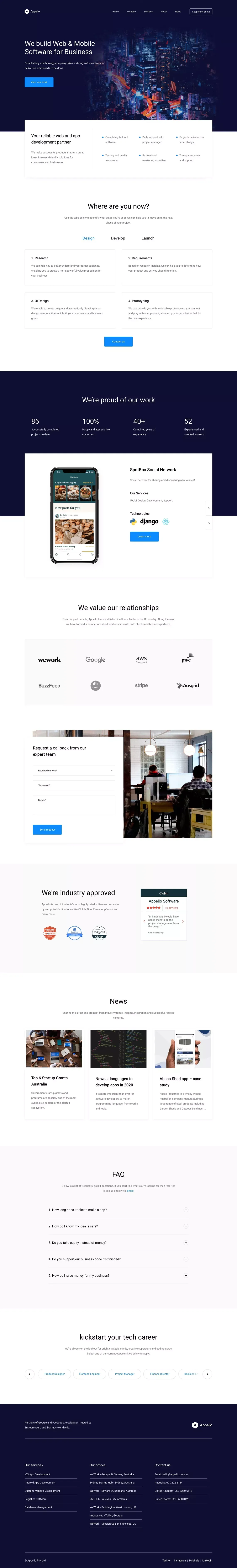 Appello – Leading Software Developers - Landing design