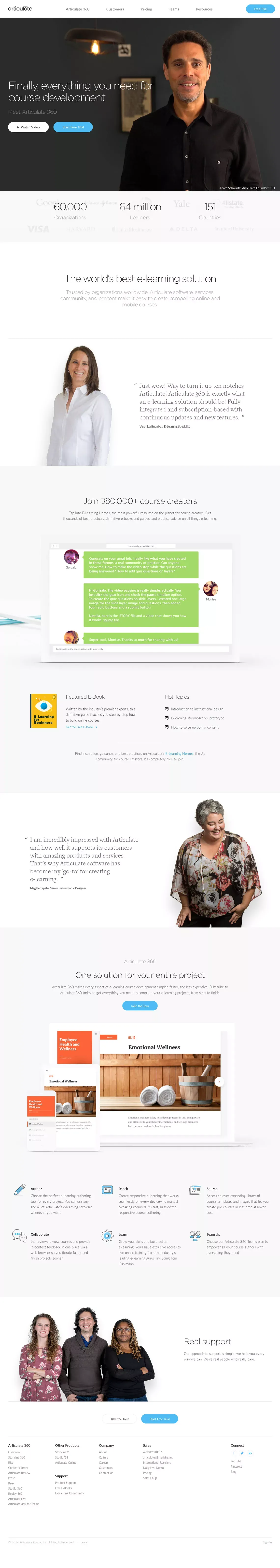 E-Learning Software and Authoring Tools - Articulate - Landing design