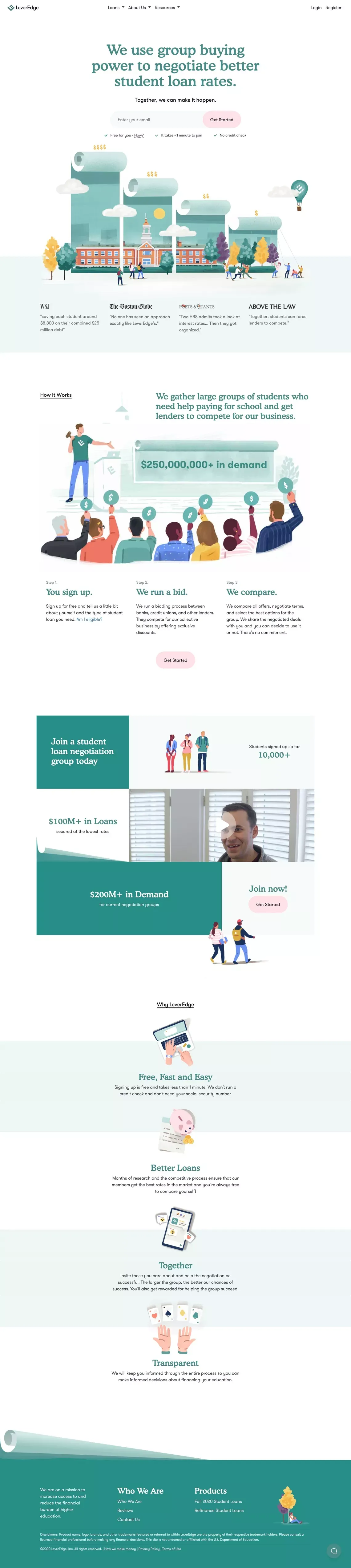 LeverEdge | Use Group Buying Power to Save Money on Loans - Landing design