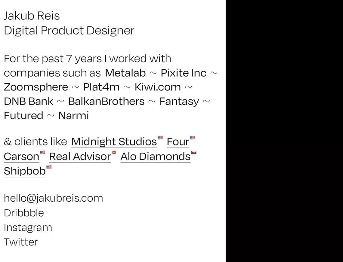 Jakub Reis — Digital Product Designer - website design