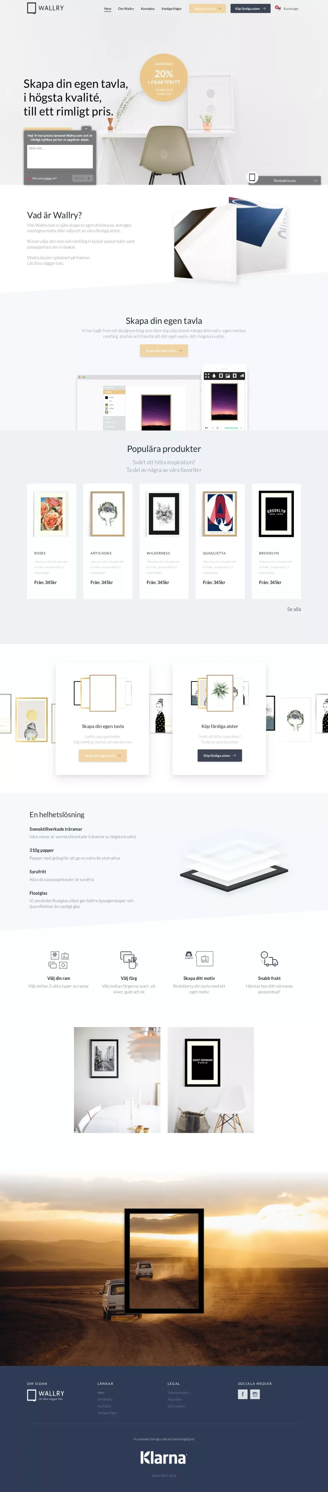 Wallry – Skapa din tavla - Landing design
