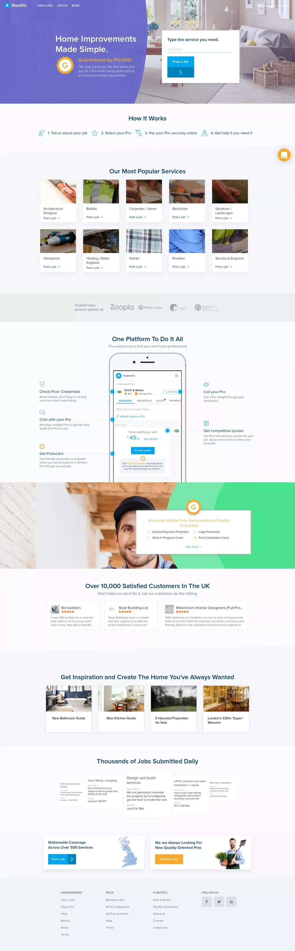 Plentific.com | Find a Pro. Get it Done. - website design