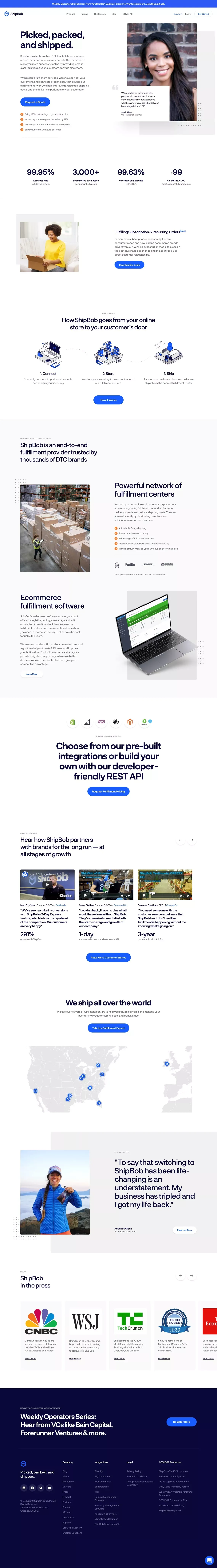 ShipBob: Ecommerce Fulfillment Solutions for Online Brands - Landing design