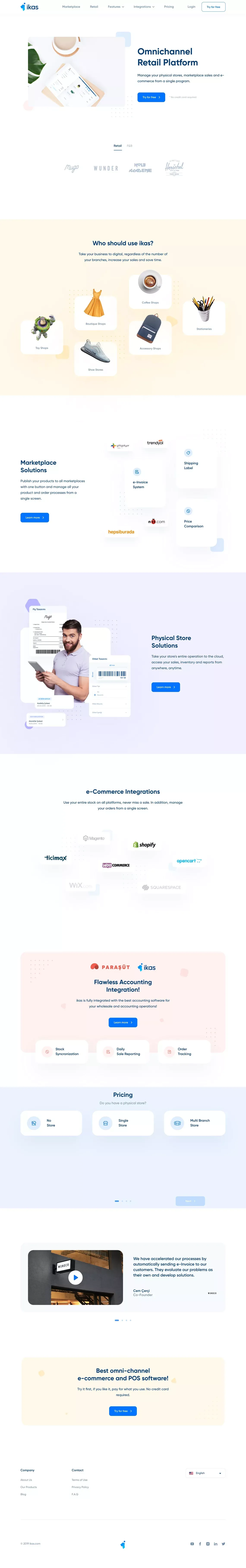 ikasPOS - Omnichannel Retail Platform - Landing design