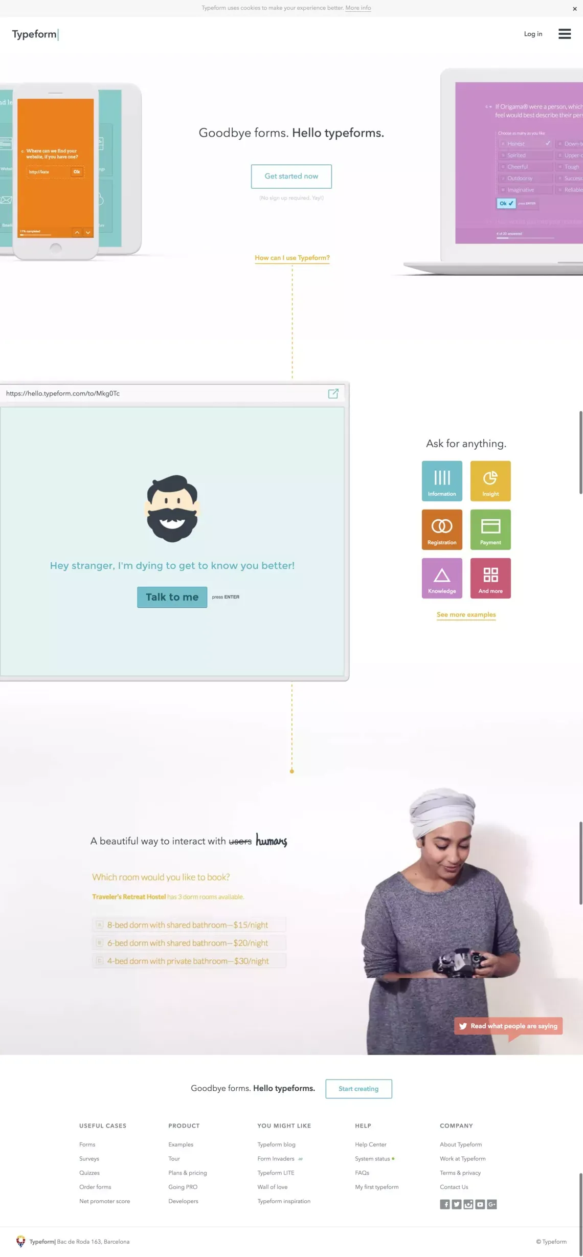 Typeform | Free & beautifully human online forms - Landing design