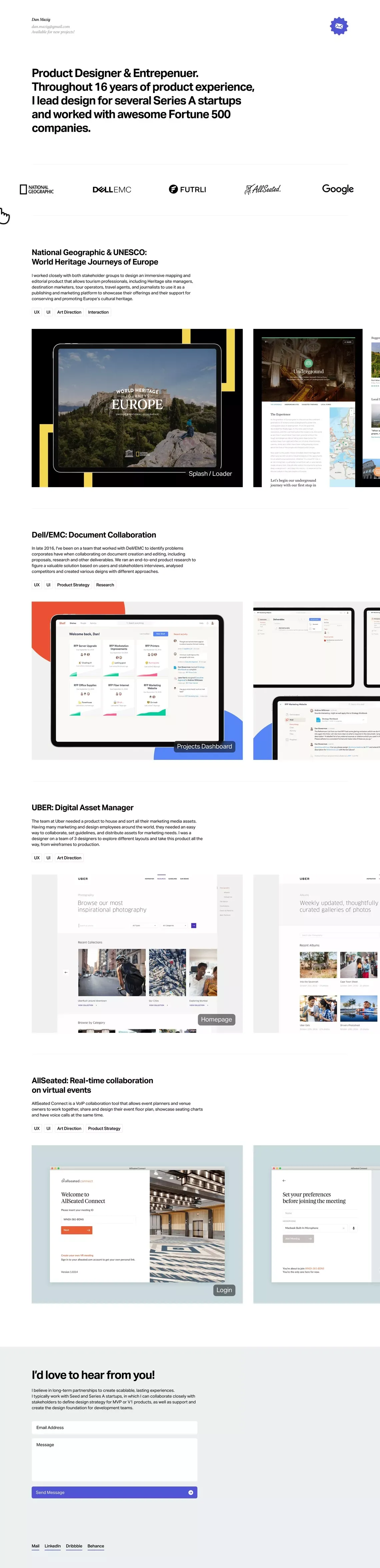 Dan Mazig - Portfolio design