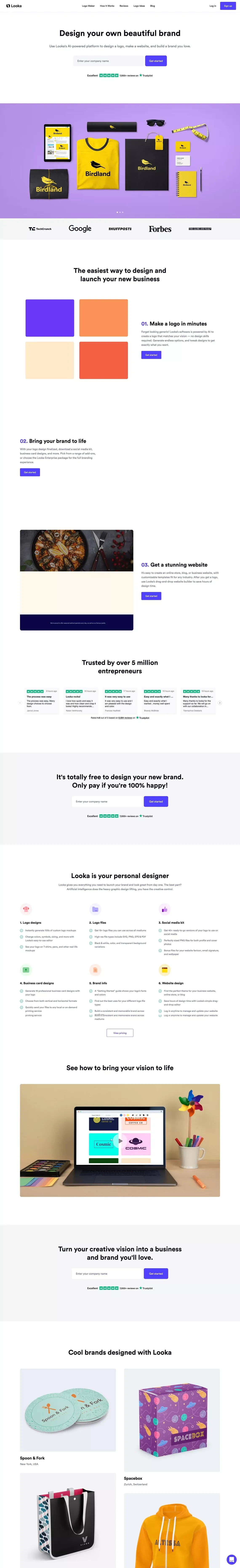 Logo Design & Brand Identity Platform for Entrepreneurs | Looka - Landing design