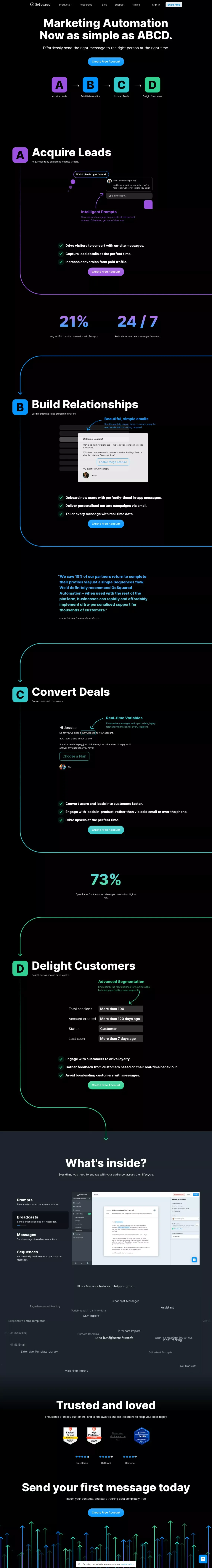 Marketing Automation – GoSquared - Landing design