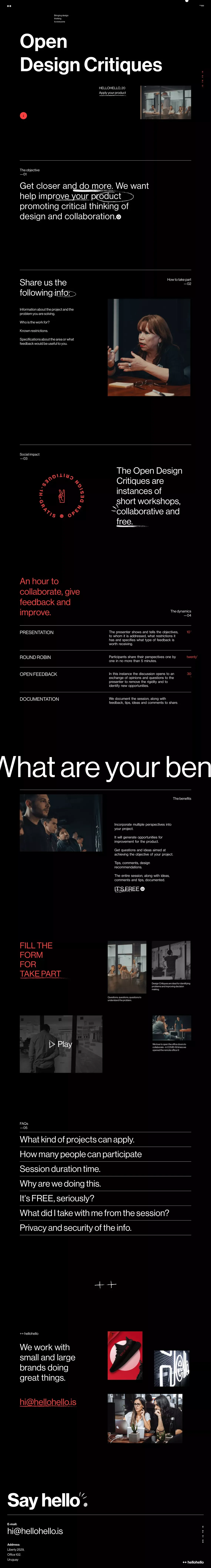 ++ hellohello — Open Design Critiques - Landing design