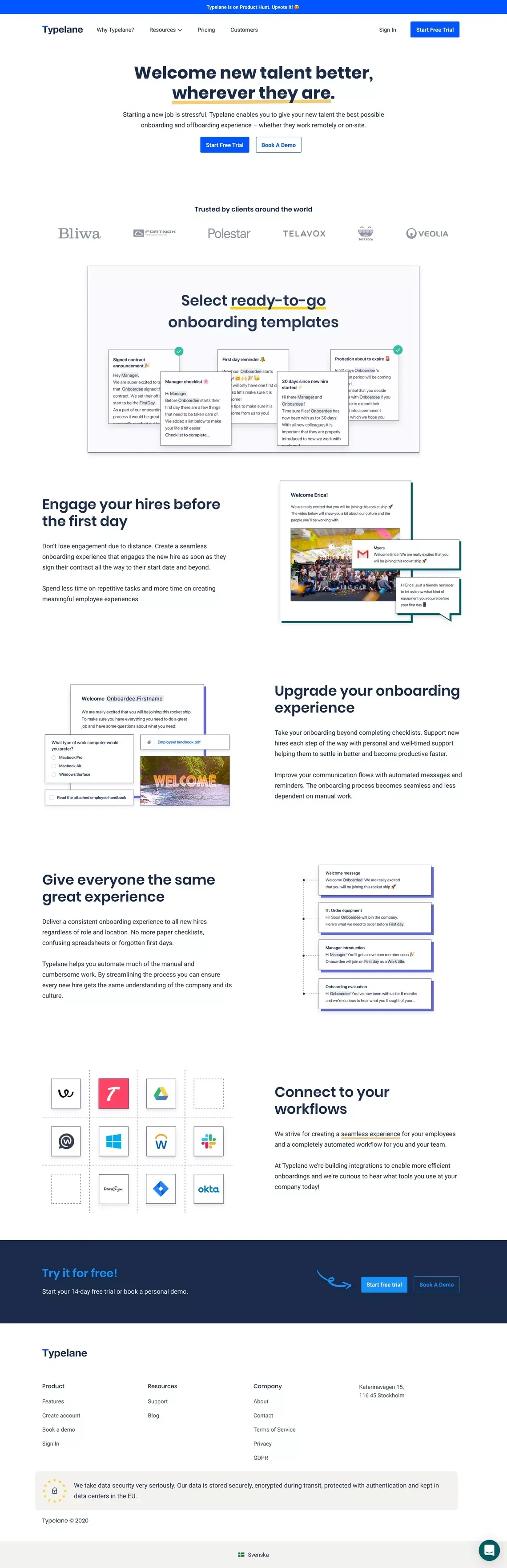 Typelane | Employee Onboarding & Offboarding - Landing design