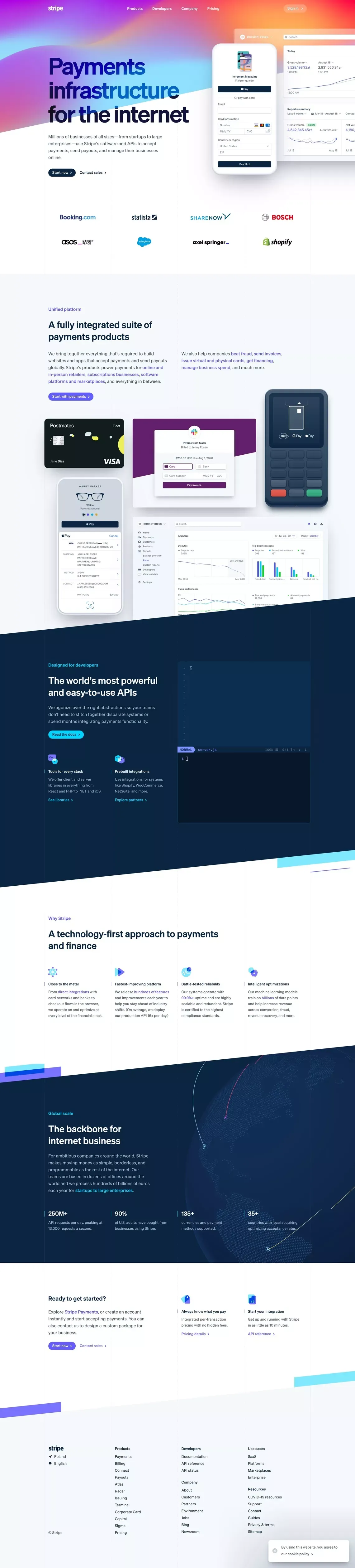 Online payment processing for internet businesses - Stripe - Landing design