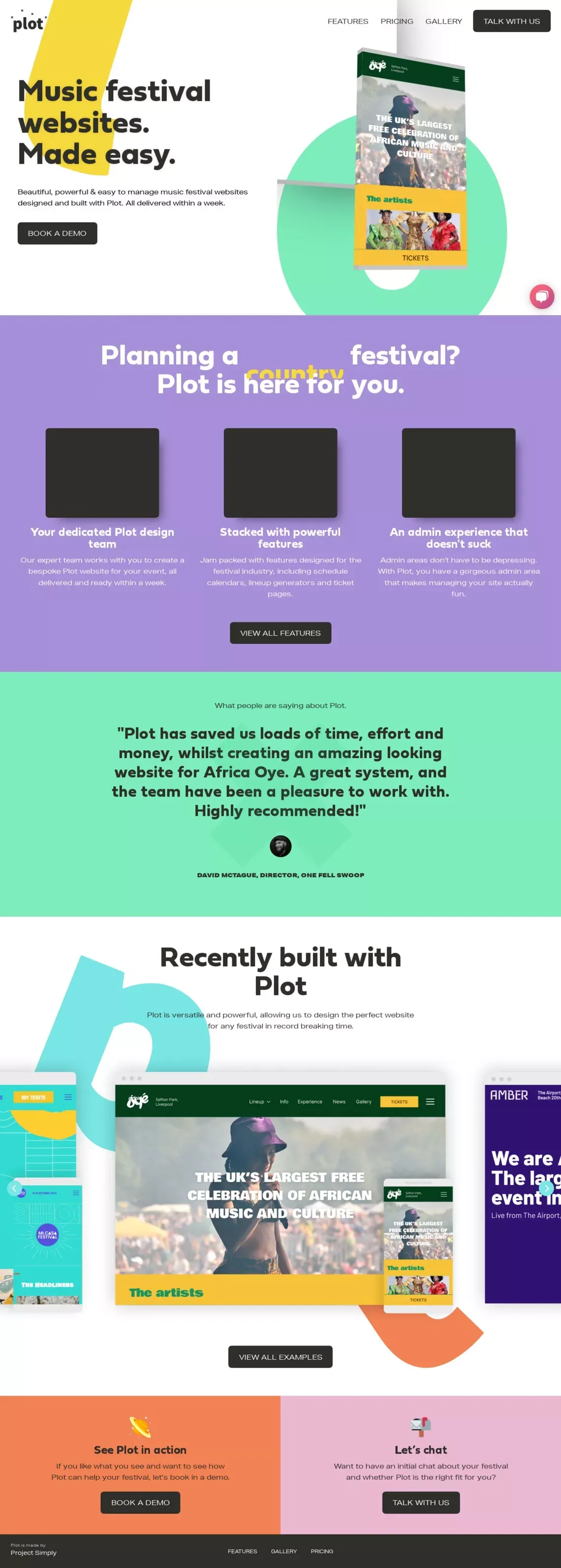 Music Festival Websites built with Plot - website design