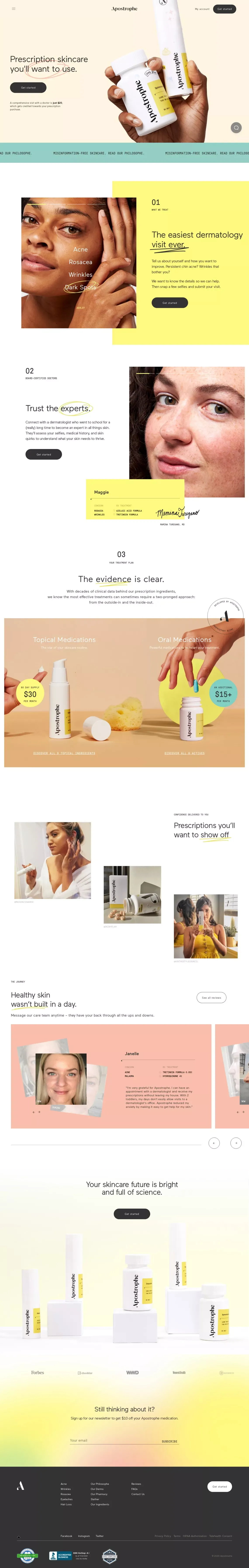 Apostrophe | Dermatology crafted to you. - Landing design