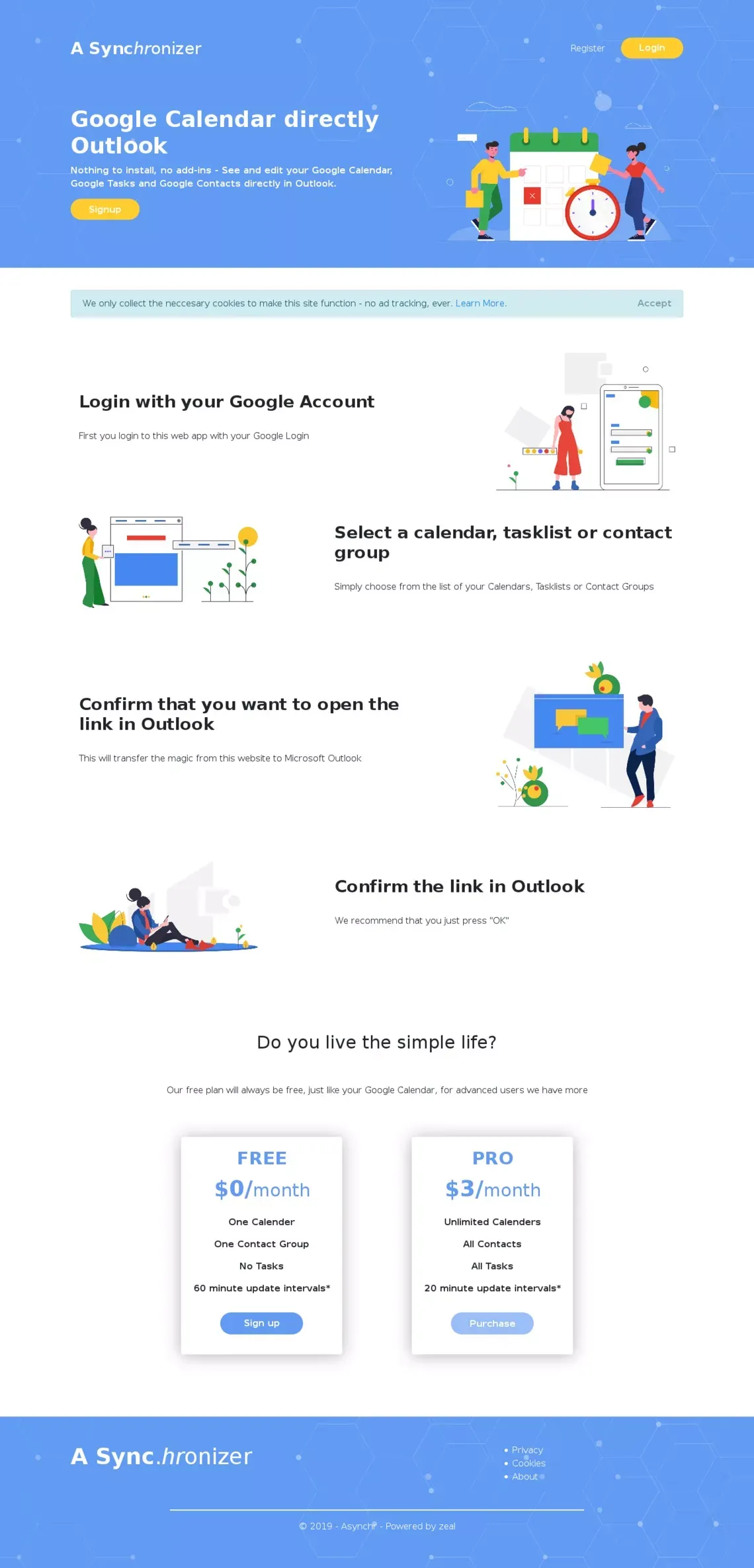 The simplest way of having Google Calendars in Outlook - Asynchr - website design