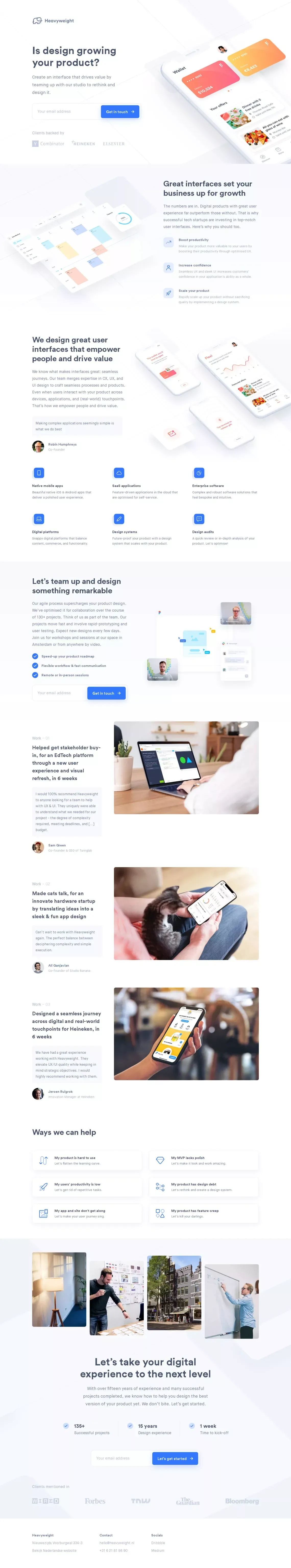 Heavyweight — Intuitive interfaces for tech startups - Landing design