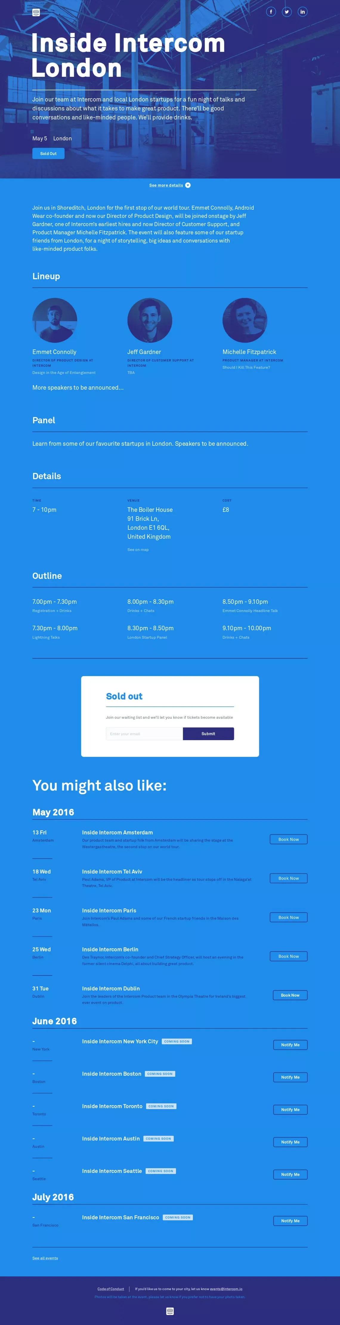Inside Intercom London | The Inside Intercom World Tour - Landing design