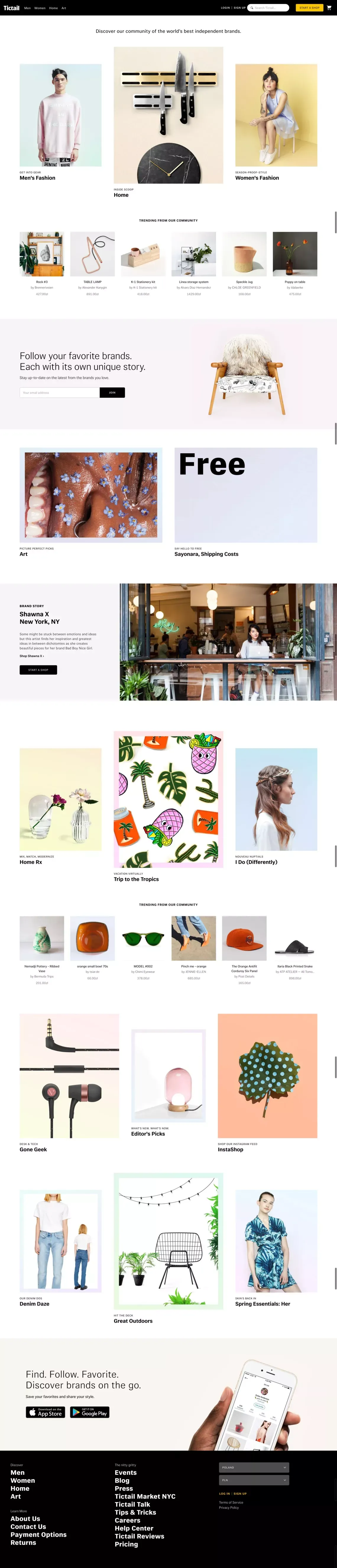 Tictail - Discover our community of the world's best independent brands - Ecommerce design