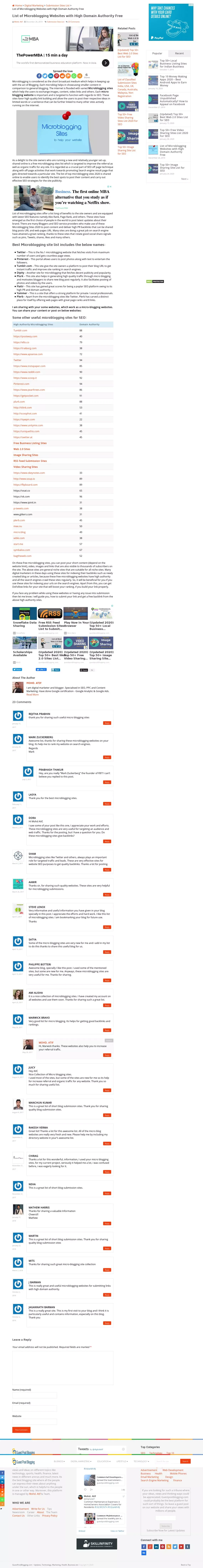 (Updated 2020) List of Free Microblogging Websites - High Authority Sites - website design