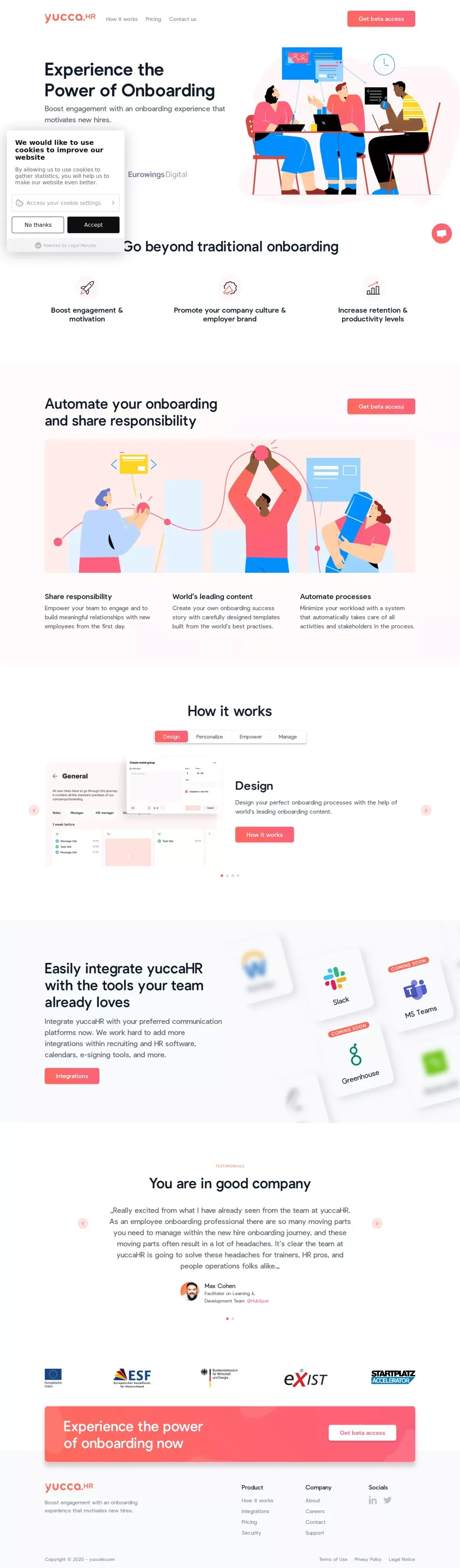 yuccaHR | Employee onboarding software - website design