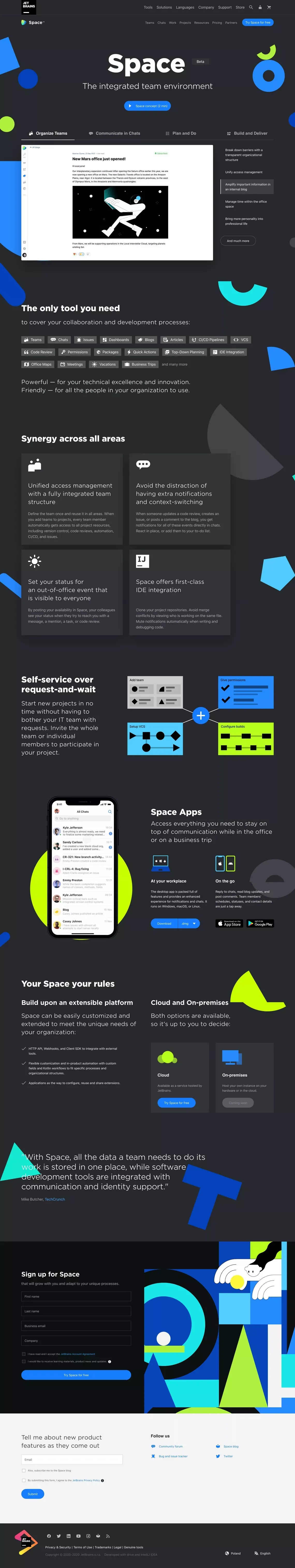 Space: The integrated team environment - Landing design