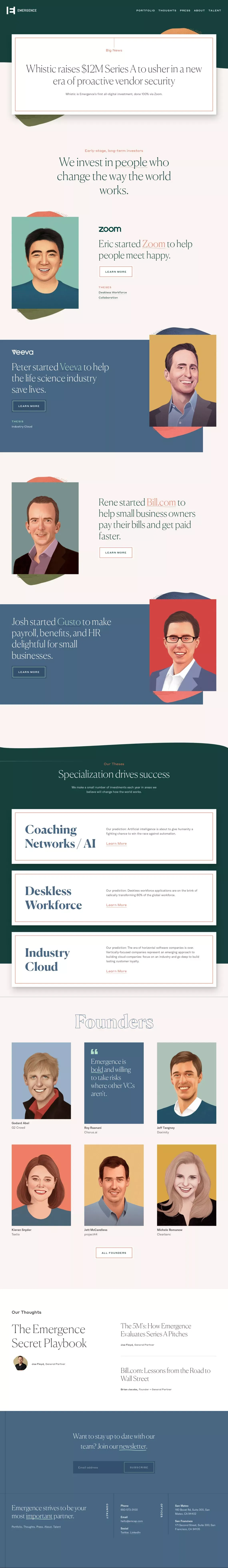 Emergence: We invest in people who change the way the world works. - Portfolio design