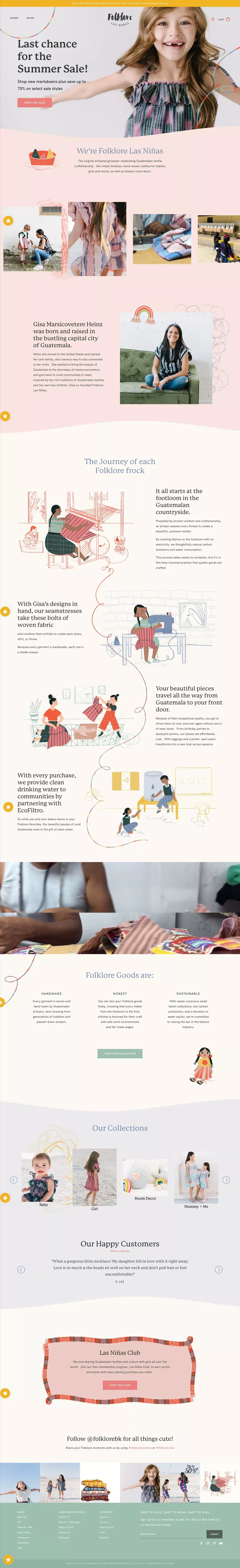 Folklore Las Niñas | Girlswear that Gives Back - Ecommerce design