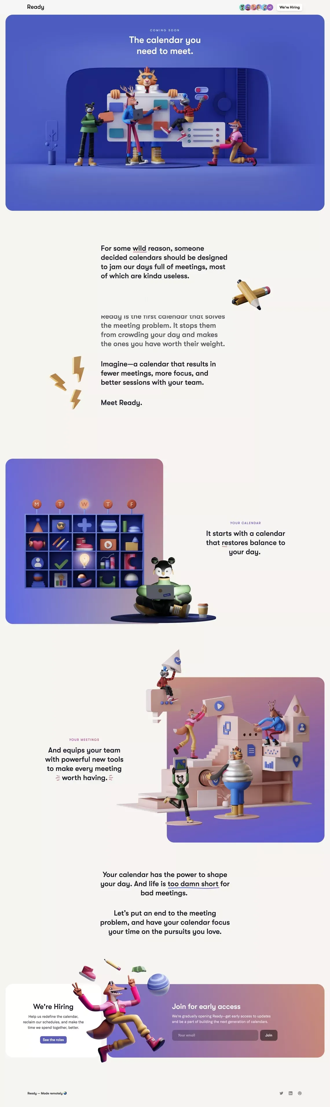 Ready — The calendar you need to meet. - Landing design