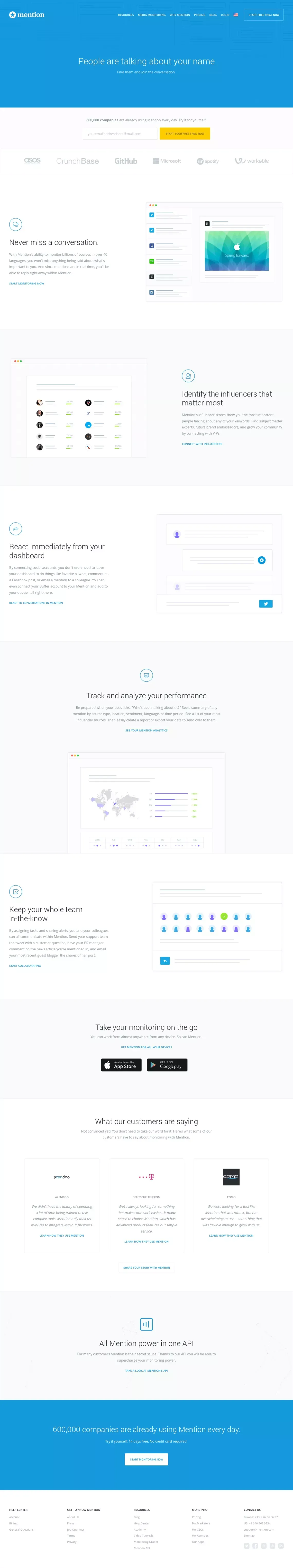 Mention - Media Monitoring made Simple - Landing design
