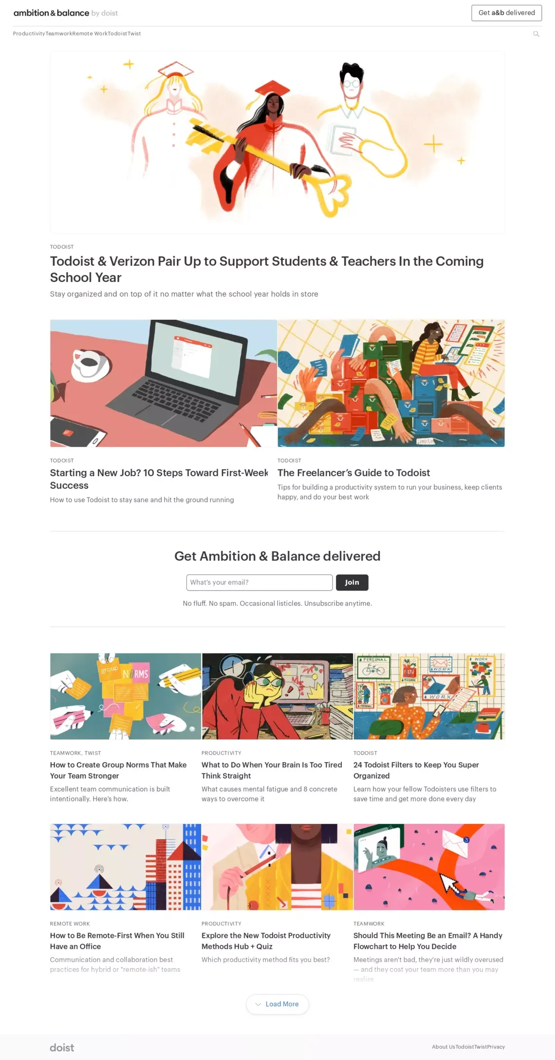 Ambition & Balance - by Doist - Blog design