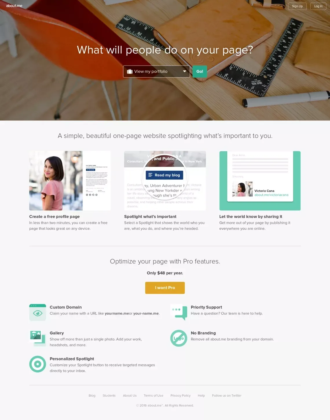 about.me | your personal homepage - Landing design