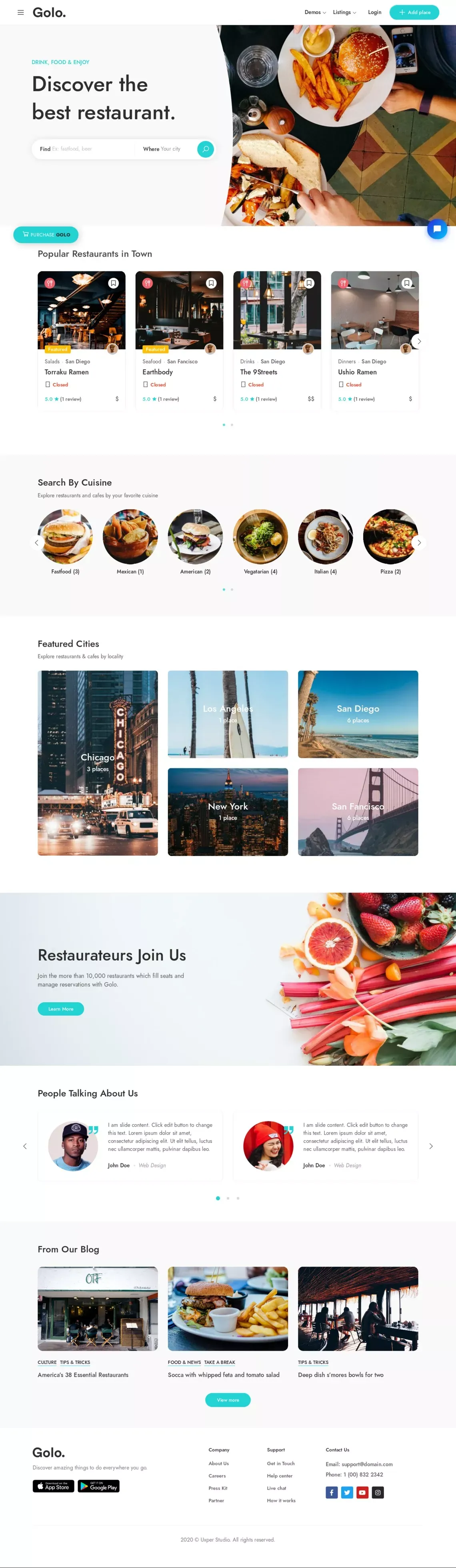 Restaurant Listing – WordPress Theme - website design