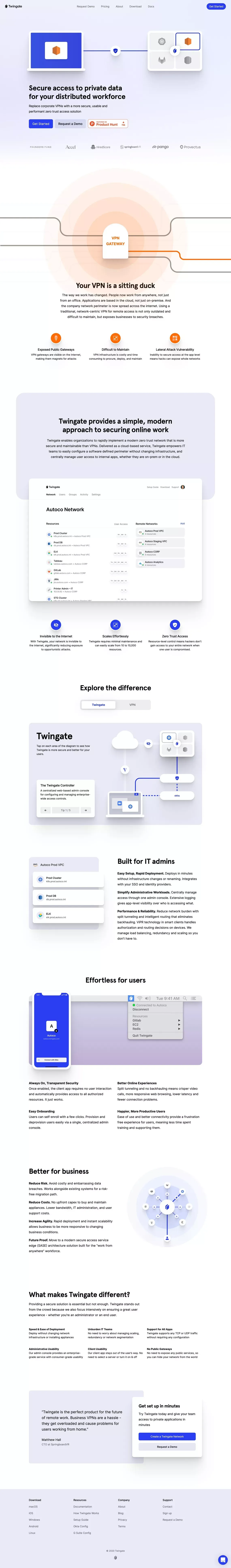 Twingate – Secure remote access for distributed workforces - Landing design