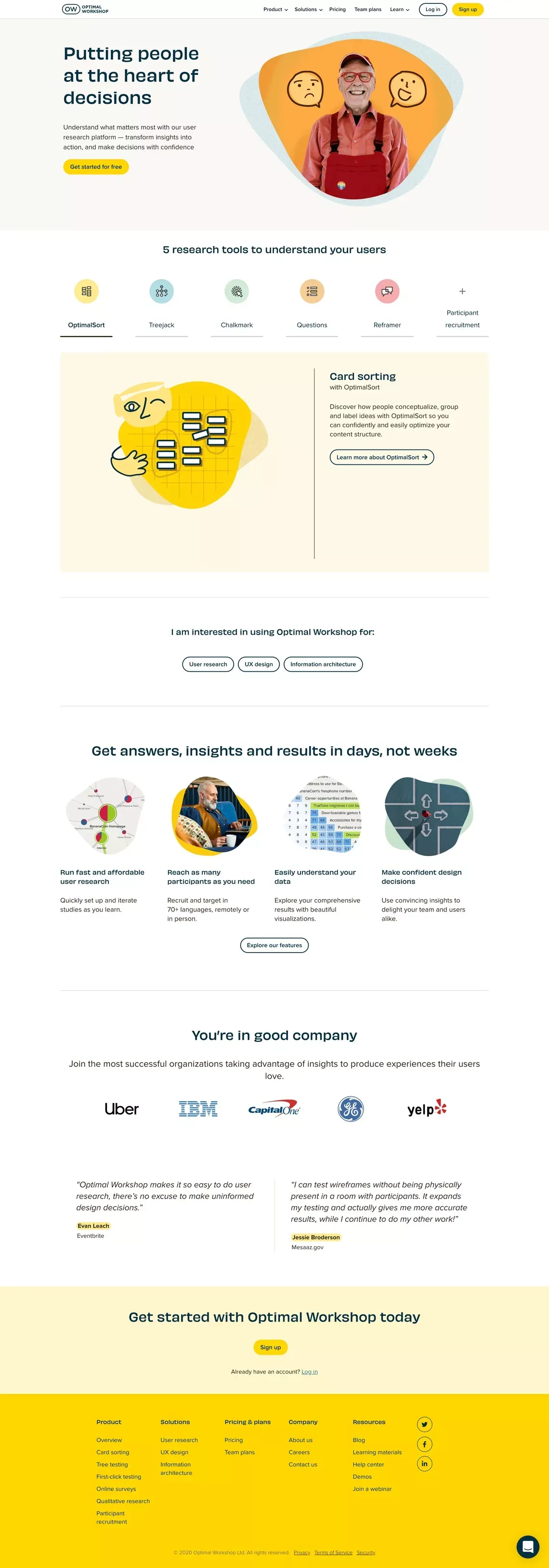 Optimal Workshop | User Experience (UX) Research Platform - Landing design