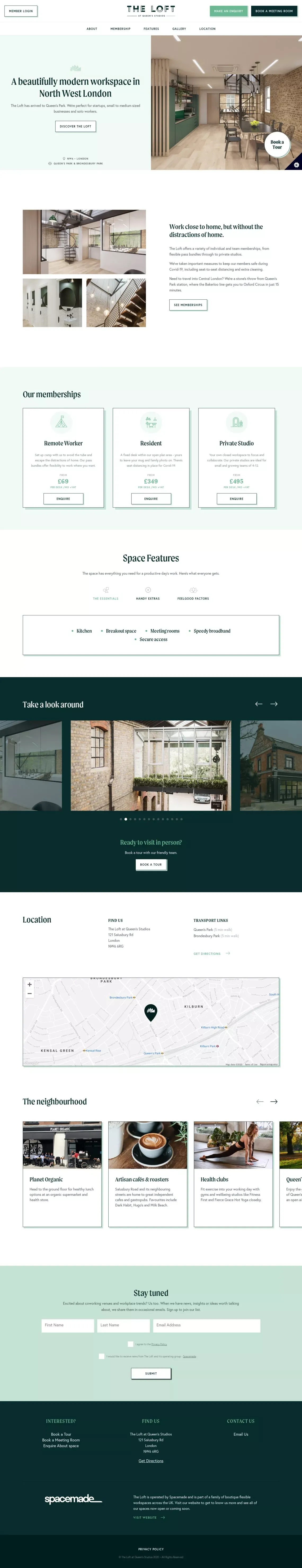 Co-working & Flexible Office Space Queen's Park | The Loft - Landing design
