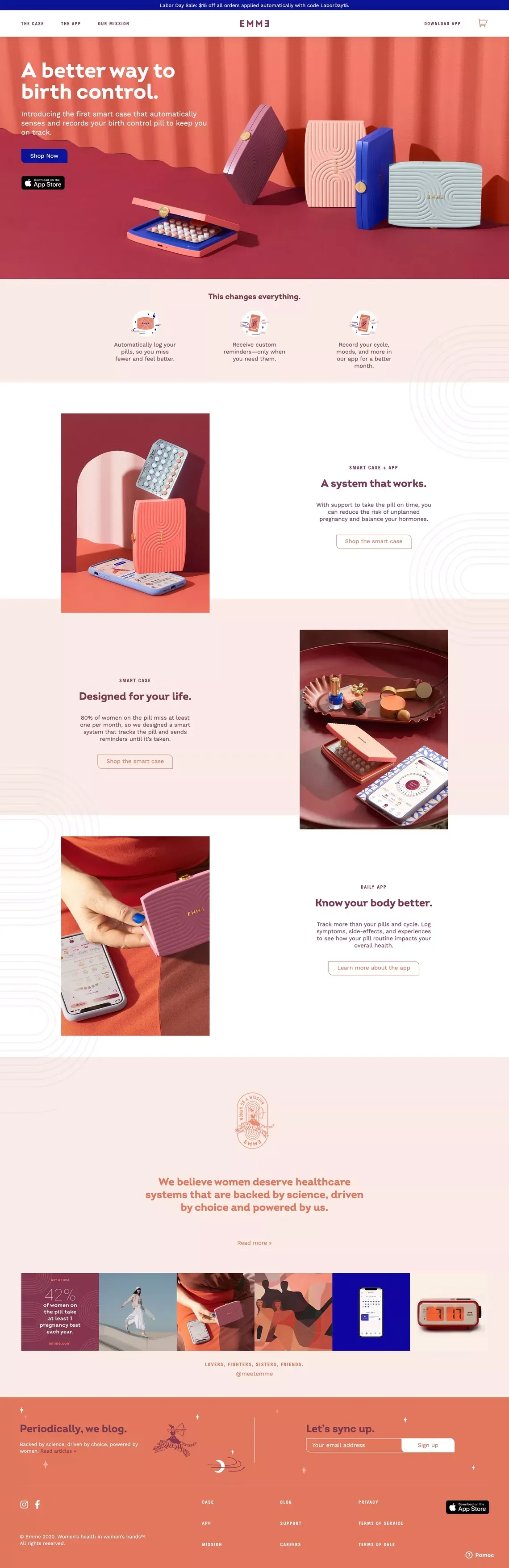 Emme Helps You Miss Fewer Birth Control Pills - Ecommerce design